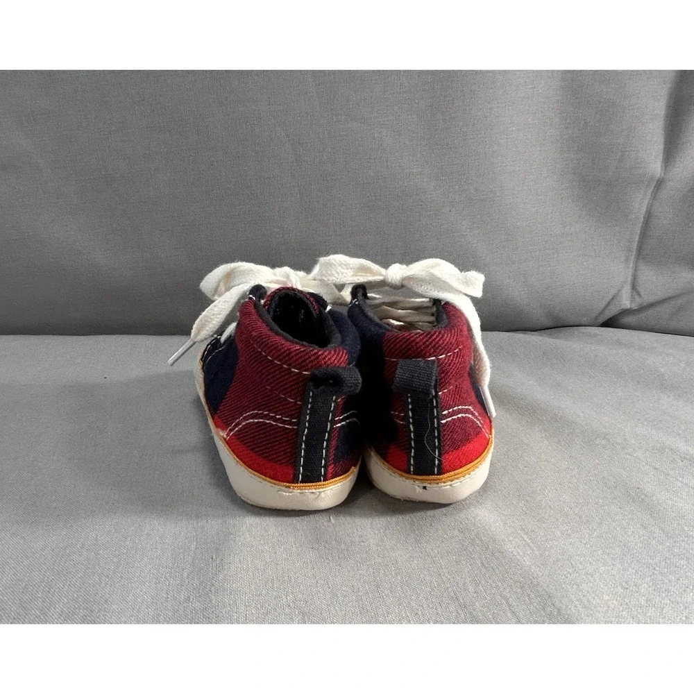 Baby‎ Gap Red And Blue Plaid Hi Top Sneaker Shoes 3-6 Months